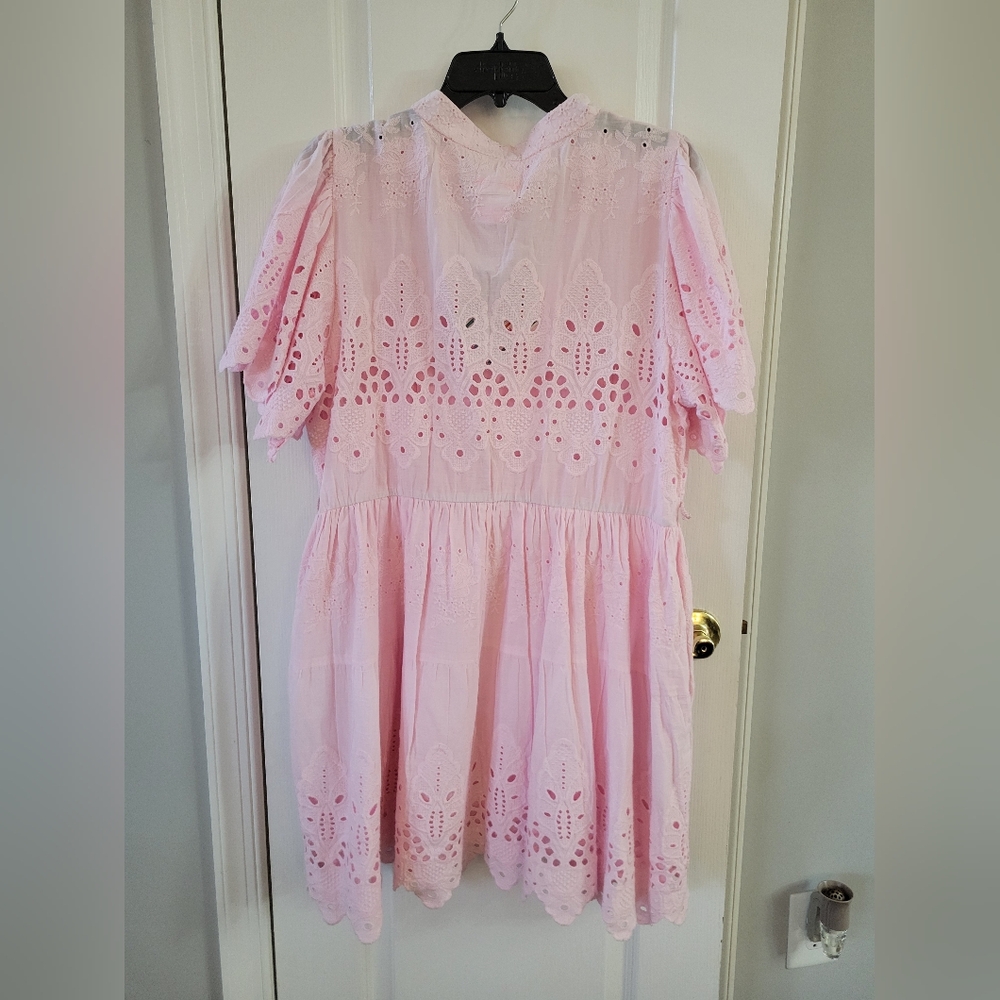 NWT Gretchen Scott Magnifico Eyelet Dress Soft Pink Size XL La Di Da - Picture 8 of 15